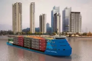Battery-powered electric containership